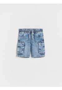 Reserved - Jeansowe szorty cargo - niebieski. Kolor: niebieski. Materiał: jeans. Styl: klasyczny