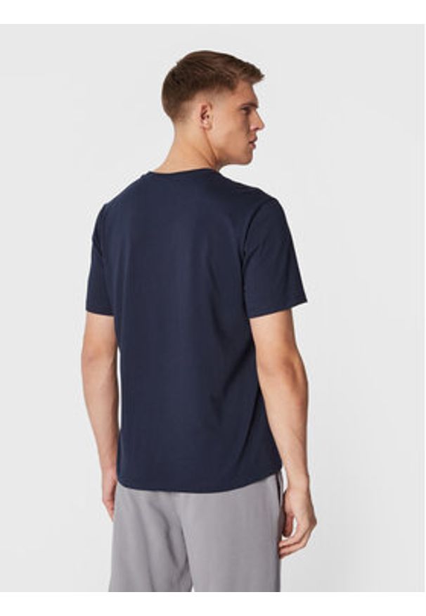 Champion T-Shirt Script Logo Embroidery 218007 Granatowy Regular Fit. Kolor: niebieski. Materiał: bawełna