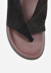 Born2be - Czarne Sandały Japonki z Imitacji Zamszu z Paskiem na Duży Palec Onisira. Okazja: na co dzień. Zapięcie: pasek. Kolor: czarny. Materiał: zamsz. Sezon: lato. Styl: boho, klasyczny, casual #2