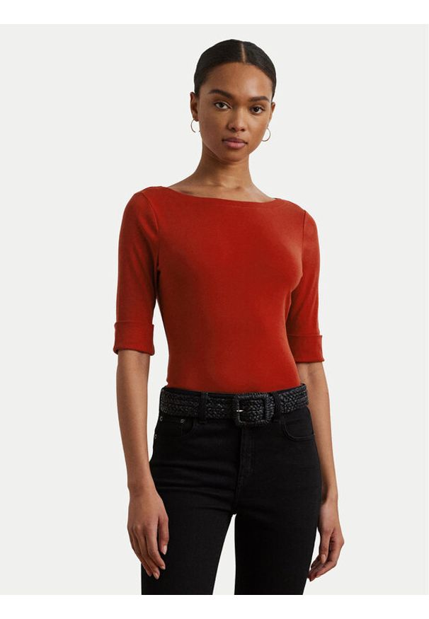 Lauren Ralph Lauren - LAUREN RALPH LAUREN Bluzka 200654963193 Czerwony Slim Fit. Kolor: czerwony. Materiał: bawełna