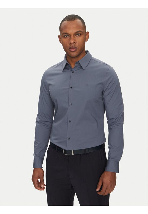 Calvin Klein Koszula LV04LB145G Niebieski Slim Fit. Kolor: niebieski. Materiał: bawełna