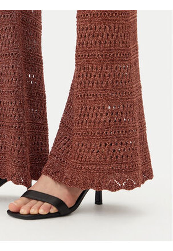 TwinSet - TWINSET Spodnie dzianinowe 251TT3196 Brązowy Wide Leg. Kolor: brązowy. Materiał: wiskoza
