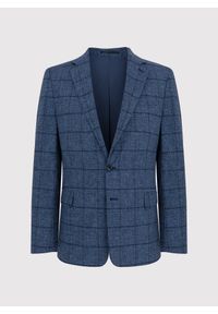 Pako Lorente - PAKO LORENTE – Granatowa marynarka męska w kratkę. Okazja: na co dzień. Kolor: niebieski. Materiał: wełna, bawełna, len. Wzór: kratka. Styl: casual, elegancki, sportowy #8