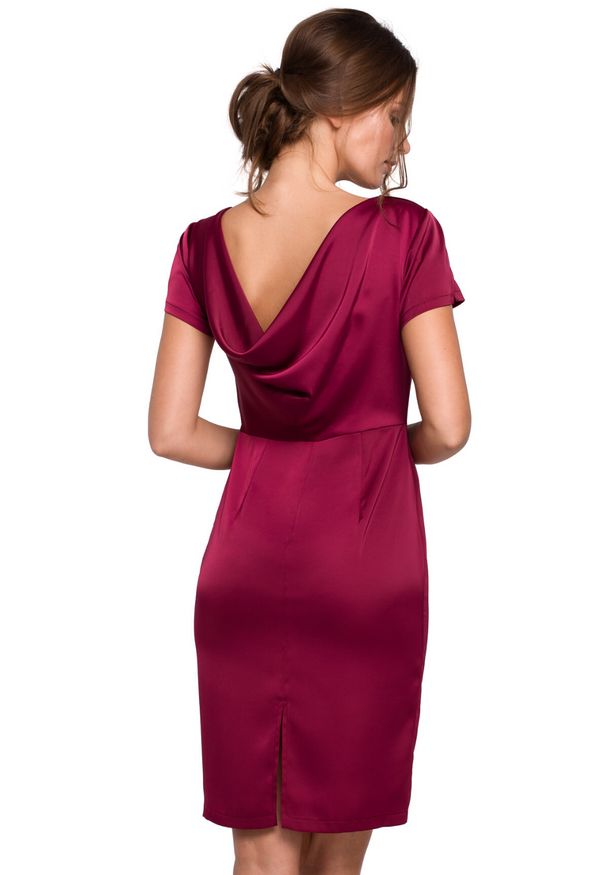 Makover - Piękna elegancka sukienka z efektownym dekoltem na plecach. Materiał: materiał. Typ sukienki: ołówkowe, dopasowane. Styl: elegancki