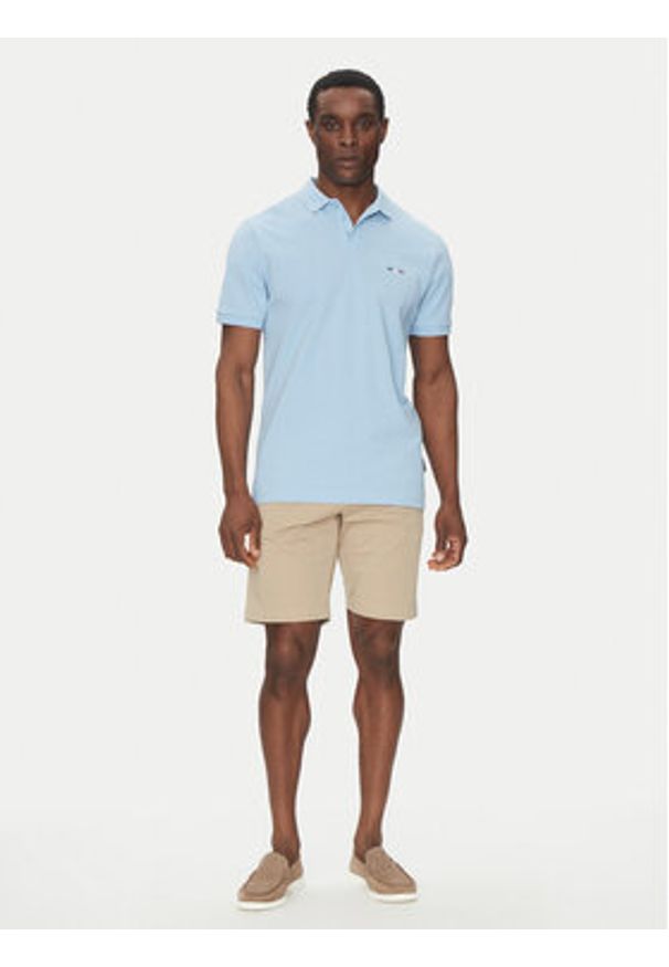 Hechter Paris Polo Pique H-Eco 74004 151902 Błękitny Regular Fit. Typ kołnierza: polo. Kolor: niebieski. Materiał: bawełna
