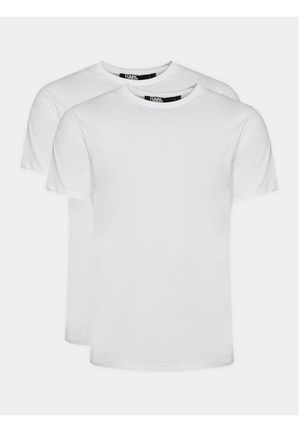 Karl Lagerfeld - KARL LAGERFELD Komplet 2 t-shirtów 765000 500298 Biały Slim Fit. Typ kołnierza: dekolt w karo. Kolor: biały. Materiał: bawełna