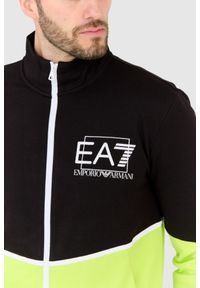 EA7 Emporio Armani - EA7 Czarno-zielony męski dres, Rozmiar S. Kolor: czarny. Materiał: dresówka #3