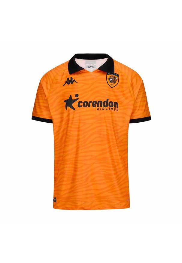 Kappa - Koszulka Wyjazdowa Hull City 2024/25. Kolor: wielokolorowy, czarny, pomarańczowy. Materiał: jersey. Sport: piłka nożna