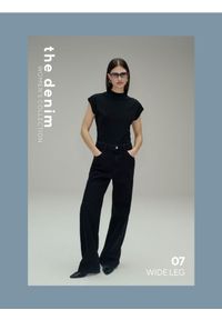 Reserved - Jeansy wide leg - czarny. Kolor: czarny