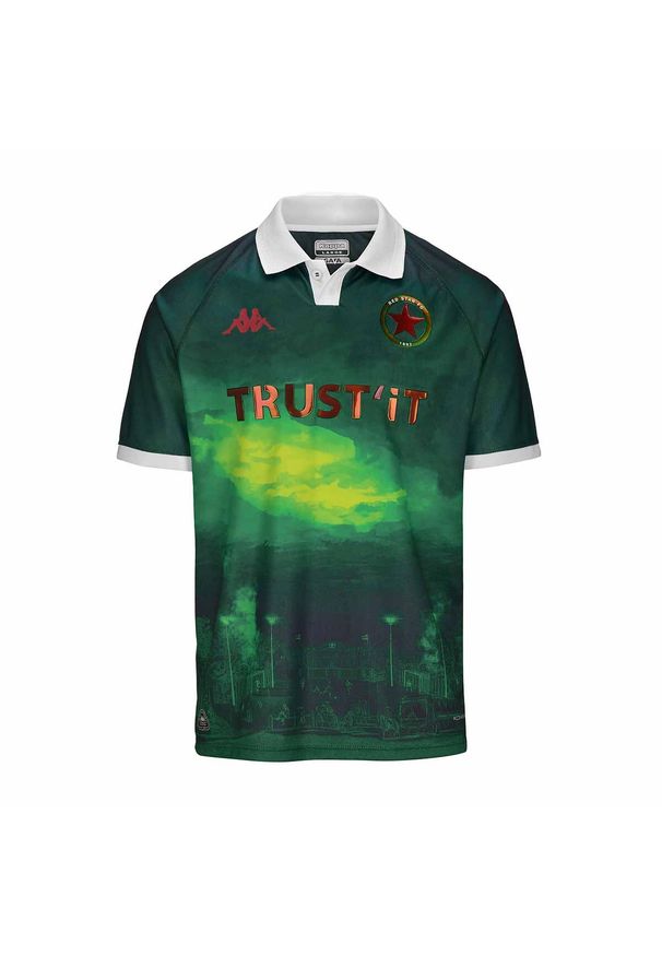 Kappa - Koszulka domowa dla dzieci Red Star FC 2024/25. Kolor: zielony, biały, wielokolorowy. Sport: piłka nożna