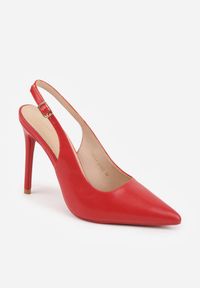 Renee - Czerwone Szpilki VICES Slingback z Wkładką ze Skóry Naturalnej Zoretta. Zapięcie: sprzączka. Kolor: czerwony. Materiał: skóra. Obcas: na szpilce. Styl: elegancki #5
