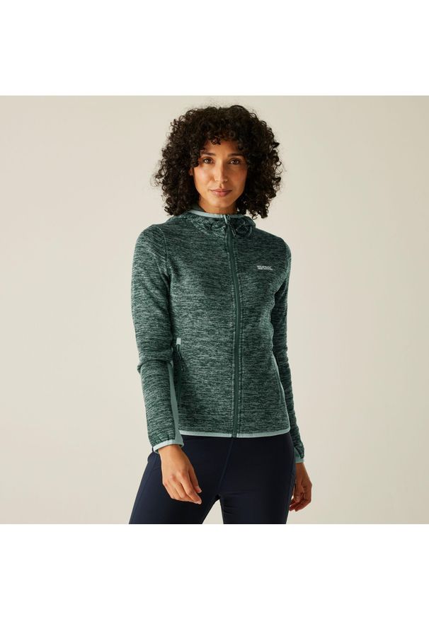 Regatta - Polar damski rozsuwany Kemilia. Kolor: niebieski. Materiał: polar. Wzór: melanż. Sport: turystyka piesza