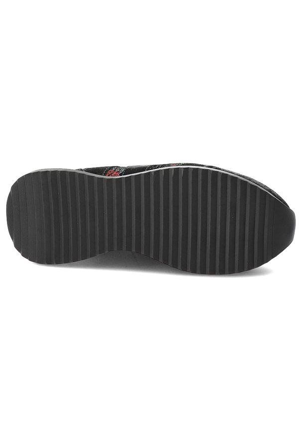 Czarne Sneakersy Laura Vita Buty Damskie Na Platformie. Zapięcie: sznurówki. Kolor: czarny. Szerokość cholewki: normalna. Wzór: haft, kwiaty. Obcas: na platformie