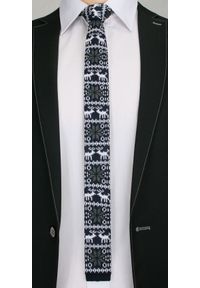 Alties - Krawat Śledź Dziergany (Knit) - Wzór Norweski - Świąteczny - ALTIES. Kolor: niebieski. Materiał: poliester. Styl: wizytowy #2