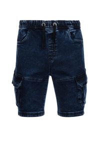 Ombre Clothing - Krótkie spodenki męskie jeansowe - ciemny jeans V3 W362 - XXL. Materiał: jeans. Długość: krótkie