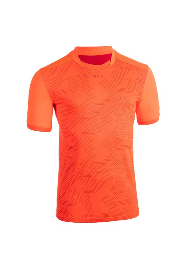 OFFLOAD - Koszulka do rugby Perf Tee R500. Kolor: wielokolorowy, pomarańczowy, czerwony. Materiał: materiał, poliester