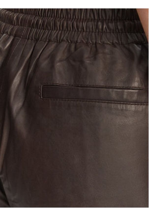 Serge Pariente Spodnie skórzane Ziva Brązowy Regular Fit. Kolor: brązowy. Materiał: skóra