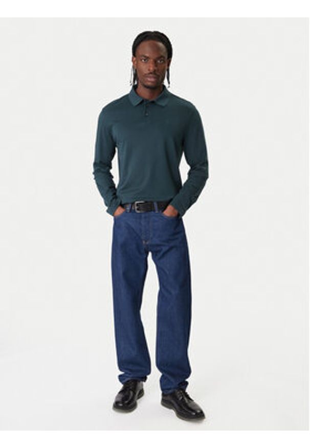 Calvin Klein Polo LV040EM909 Zielony Regular Fit. Typ kołnierza: polo. Kolor: zielony. Materiał: bawełna