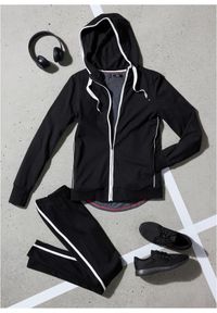 bonprix - Bluza rozpinana z bawełny ze stretchem. Typ kołnierza: kaptur. Kolor: czarny. Materiał: bawełna #1