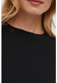 Sisley sweter wełniany damski kolor czarny lekki. Kolor: czarny. Materiał: wełna. Wzór: gładki. Styl: klasyczny #4