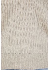 only - Only Sweter z domieszką wełny damski kolor beżowy. Kolor: beżowy. Materiał: wełna. Długość rękawa: długi rękaw. Długość: długie #4