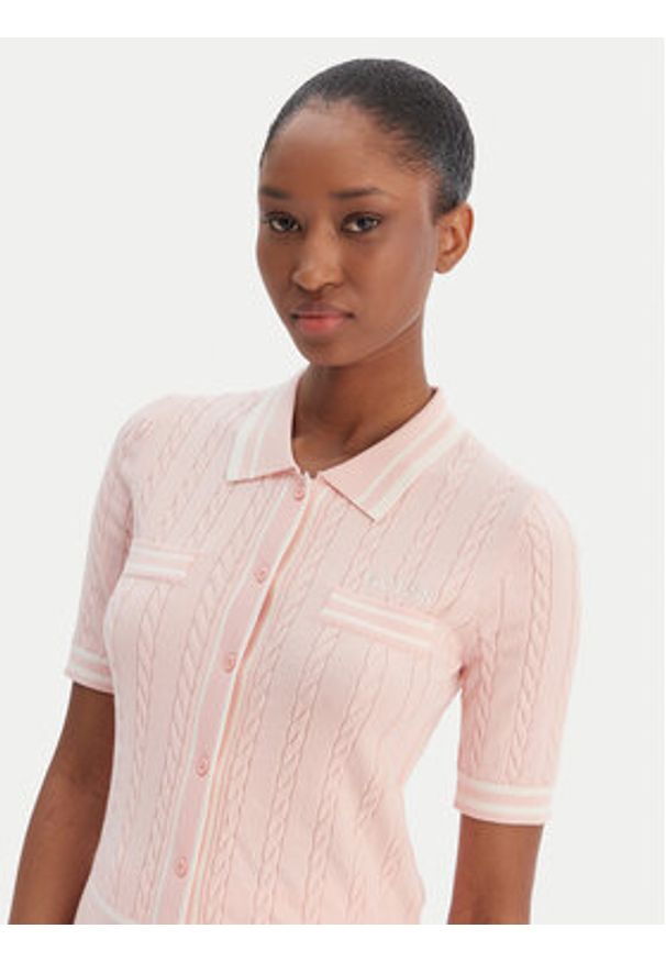 Guess Kardigan V6RR02 Z4652 Różowy Regular Fit. Kolor: różowy. Materiał: syntetyk, wiskoza