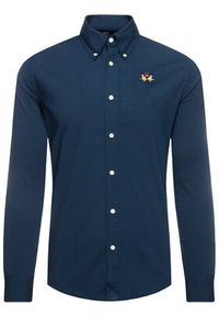 La Martina Koszula CCMC02 PP003 Granatowy Slim Fit. Kolor: niebieski. Materiał: bawełna #5