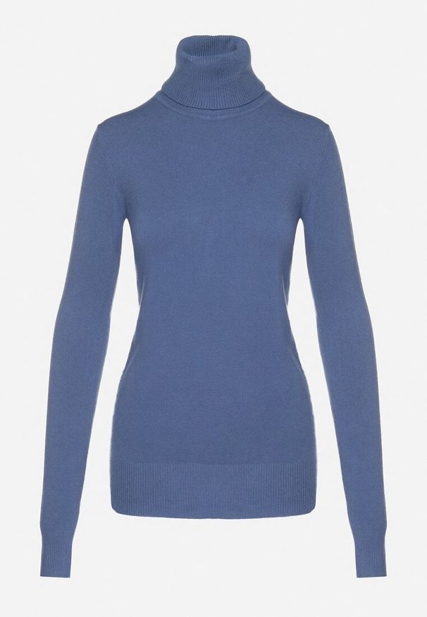 Born2be - Niebieski Golf Sweter z Wiskozą i Kaszmirem Zailaya. Okazja: na co dzień. Typ kołnierza: golf. Kolor: niebieski. Materiał: wiskoza, kaszmir. Styl: casual