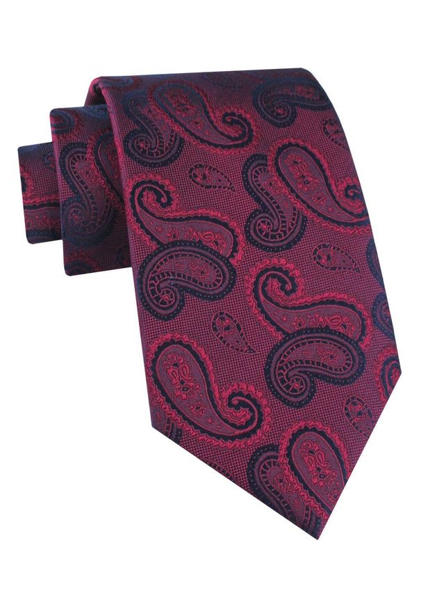 Jedwabny Krawat Męski - His Story - Głęboka Czerwień, Duże Paisley. Kolor: czerwony. Materiał: jedwab. Wzór: paisley. Styl: klasyczny, elegancki