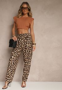 Renee - Brązowe Spodnie ze Sznurkiem Tilarisea. Okazja: na co dzień. Kolor: brązowy. Styl: casual #5