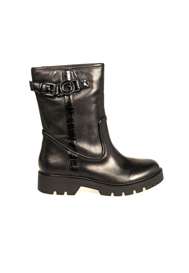 Guess Botki "Radlyn" | FL7RDY ELE10 | Kobieta | Czarny. Zapięcie: bez zapięcia. Kolor: czarny. Materiał: skóra ekologiczna. Wzór: aplikacja