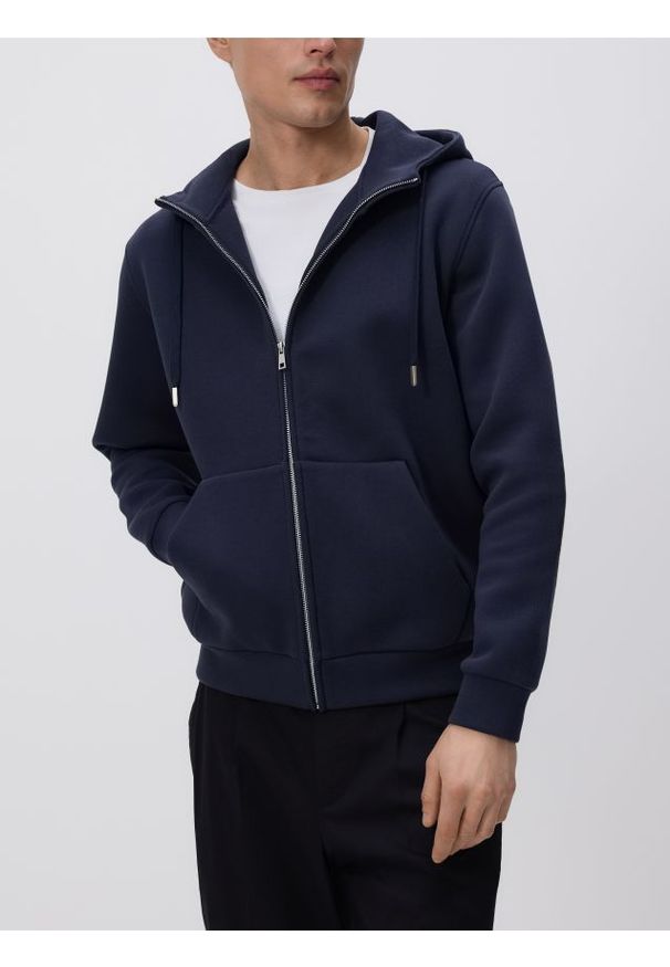 Reserved - Bluza z kapturem - granatowy. Typ kołnierza: kaptur. Kolor: niebieski. Materiał: dzianina, bawełna