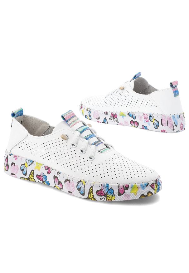 Półbuty damskie Artiker, cholewka ze skóry naturalnej z perforacją zapewniającą przewiewność klasyczne wiązanie lekka podeszwa, białe, 58C0440. Kolor: biały. Materiał: skóra. Szerokość cholewki: normalna