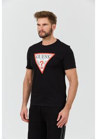 Guess - GUESS Czarny t-shirt z dużym logo Original Logo Tee. Kolor: czarny #4