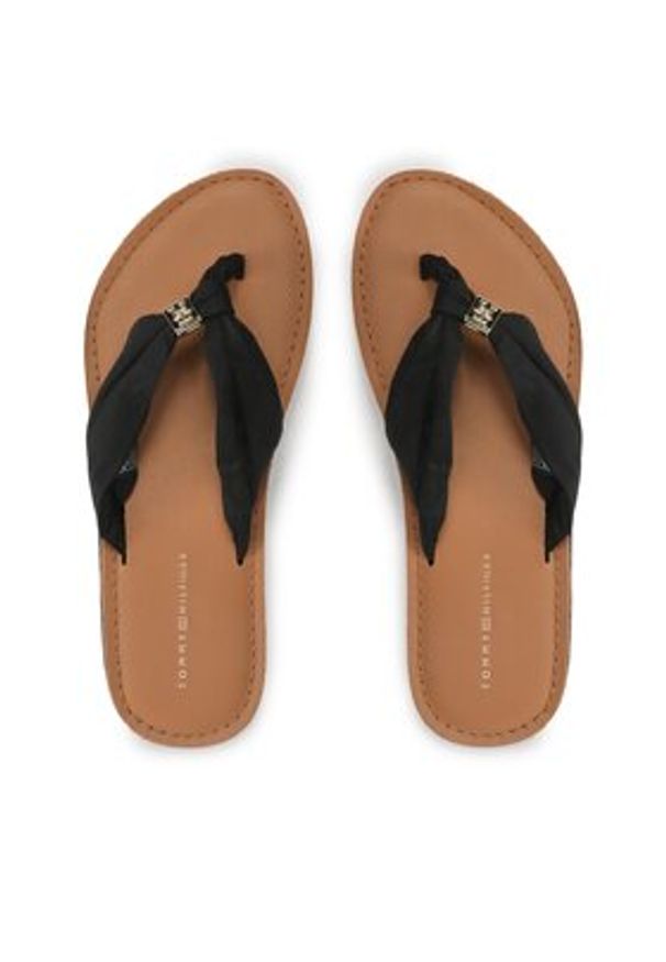 TOMMY HILFIGER - Tommy Hilfiger Japonki Th Elevated Beach Sandal FW0FW06985 Czarny. Kolor: czarny. Materiał: materiał
