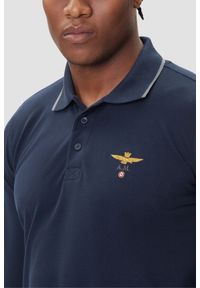 Aeronautica Militare - AERONAUTICA MILITARE Granatowy bawełniany męski longsleeve polo, Rozmiar XXL. Okazja: na co dzień. Typ kołnierza: polo. Kolor: niebieski. Materiał: bawełna. Długość rękawa: długi rękaw. Styl: casual, sportowy #5