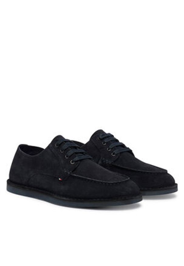 TOMMY HILFIGER - Tommy Hilfiger Półbuty Stitchdown Suede Derby FM0FM05841 Granatowy. Kolor: niebieski. Materiał: skóra, zamsz