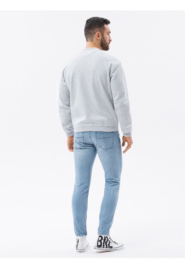 Ombre Clothing - Bluza męska rozpinana z dzianiny strukturalnej B1214 - szara - XXL. Okazja: na co dzień. Typ kołnierza: kołnierzyk stójkowy. Kolor: szary. Materiał: dzianina. Styl: casual