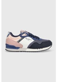Pepe Jeans sneakersy dziecięce kolor granatowy. Nosek buta: okrągły. Zapięcie: sznurówki. Kolor: niebieski. Materiał: guma #1