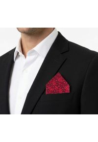 Poszetka Męska, Elegancka - Alties - Czerwona w Drobny Wzór Kwiatowy. Kolor: czerwony. Materiał: poliester. Wzór: kwiaty #4
