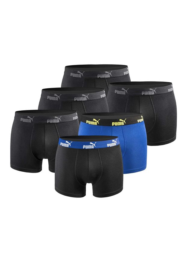 Bokserki majtki męskie Puma 6-Pack. Kolor: czarny, niebieski, wielokolorowy. Materiał: materiał. Sport: fitness