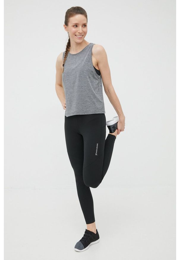 Houdini legginsy sportowe Adventure damskie kolor czarny gładkie. Kolor: czarny. Materiał: skóra, dzianina, materiał. Wzór: gładki. Styl: sportowy