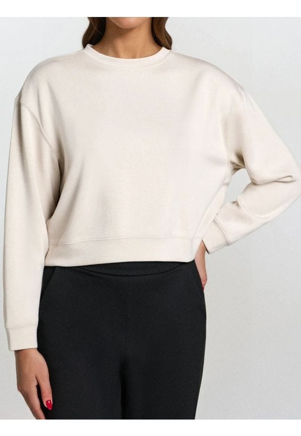 Sinsay - Bluza basic - kremowy. Kolor: kremowy. Materiał: wiskoza, dzianina