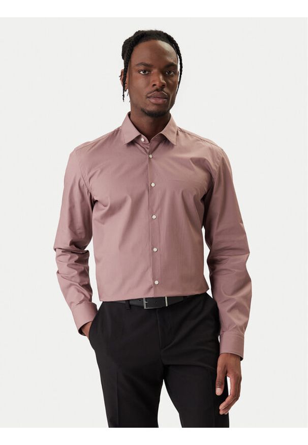Hugo - HUGO Koszula Kenno 50289499 Beżowy Slim Fit. Kolor: beżowy. Materiał: bawełna