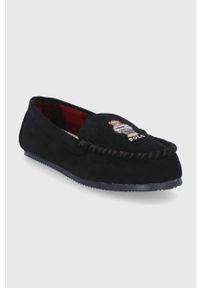 Polo Ralph Lauren Kapcie kolor czarny. Nosek buta: okrągły. Kolor: czarny. Materiał: guma. Wzór: aplikacja #5