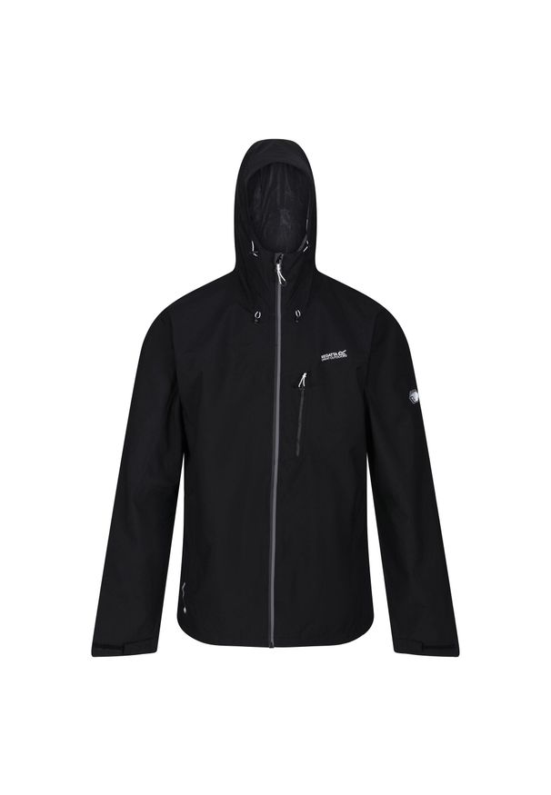 Regatta - Męska kurtka przeciwdeszczowa Birchdale czarno-szara. Kolor: czarny. Materiał: poliester. Sport: turystyka piesza