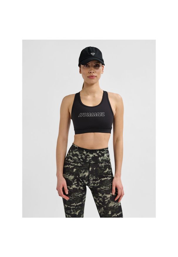 Biustonosz dla kobiet Hummel. Kolor: wielokolorowy, biały, czarny. Materiał: jersey, materiał. Styl: sportowy. Sport: piłka nożna