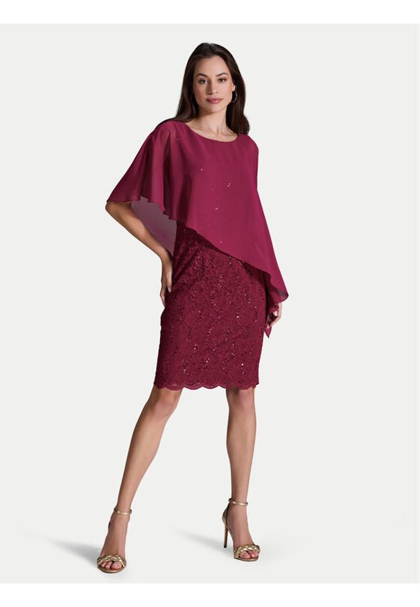Swing Sukienka koktajlowa 77760410 Bordowy Regular Fit. Kolor: czerwony. Materiał: syntetyk. Styl: wizytowy