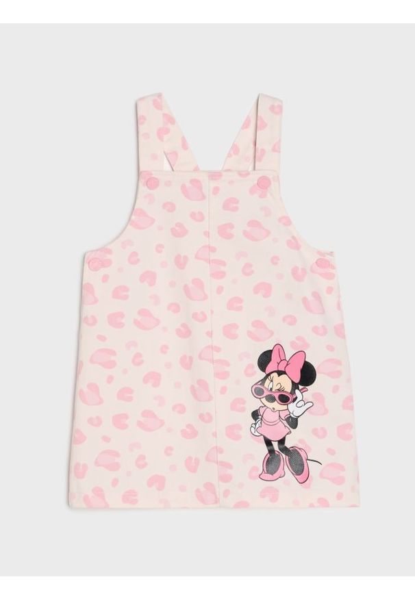Sinsay - Sukienka ogrodniczka z nadrukiem Minnie Mouse - kremowy. Kolor: kremowy. Wzór: nadruk, motyw z bajki