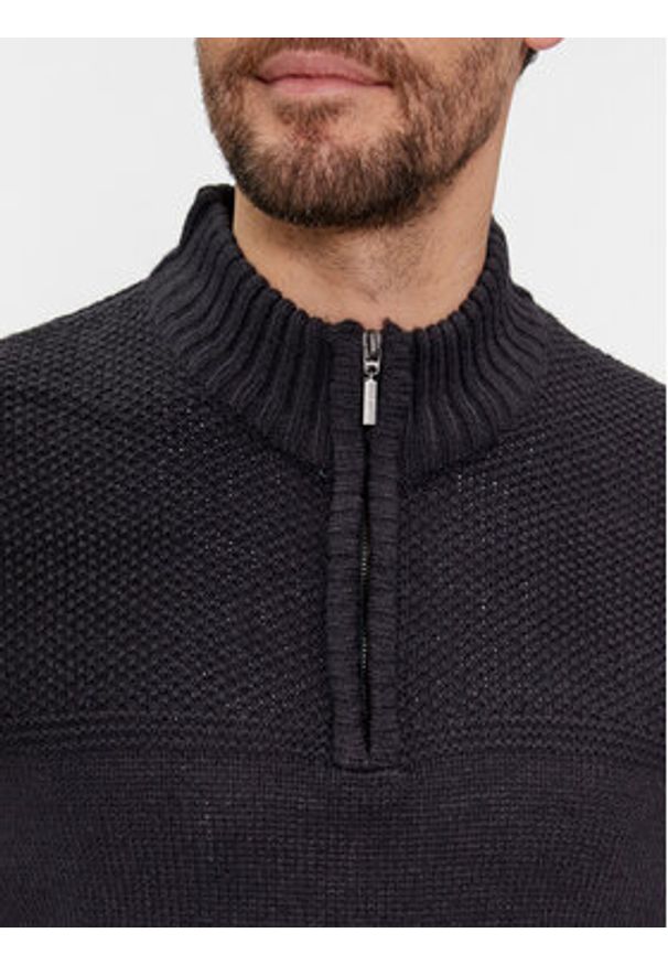 Brave Soul Sweter MK-230DITTON Czarny Regular Fit. Kolor: czarny. Materiał: wiskoza